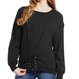 Kensie Jeans Black Corset-Accent Pullover